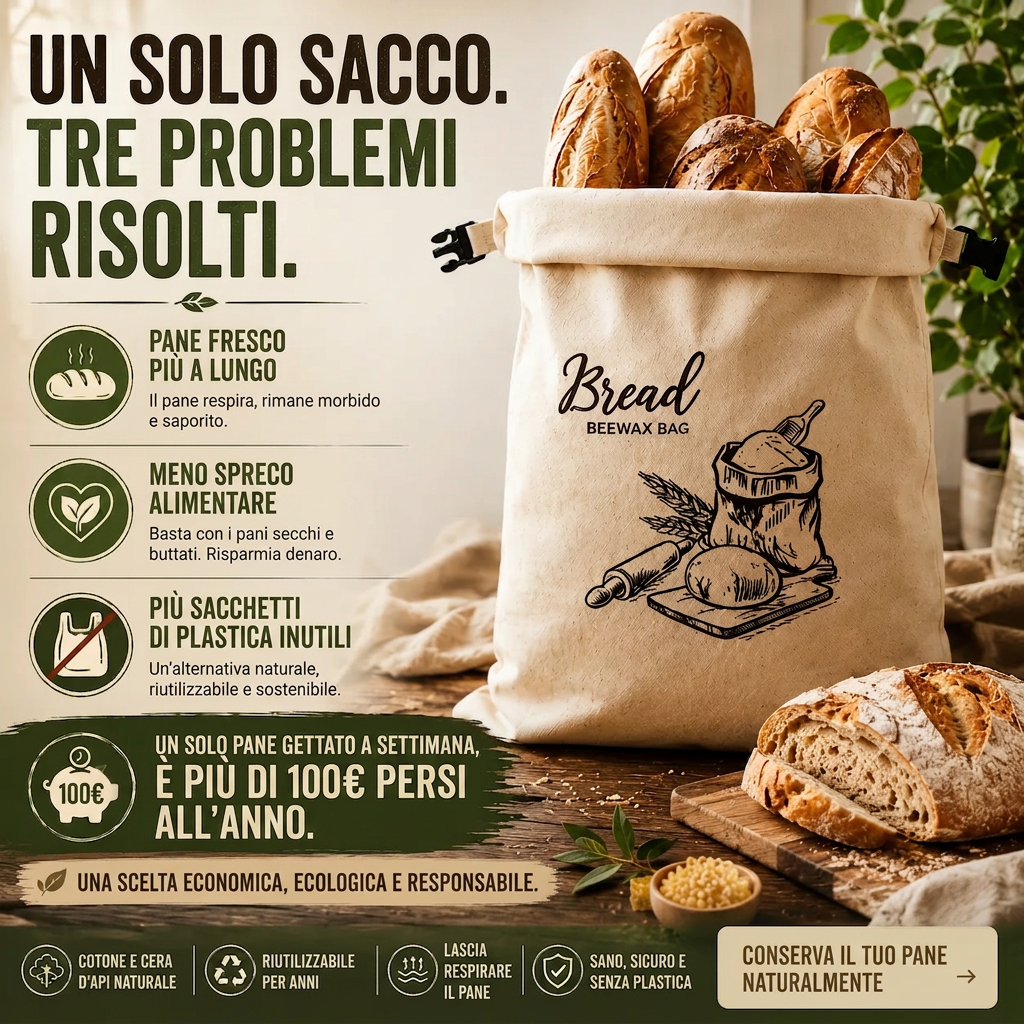 Pane fresco 7 giorni — senza plastica, senza fatica.