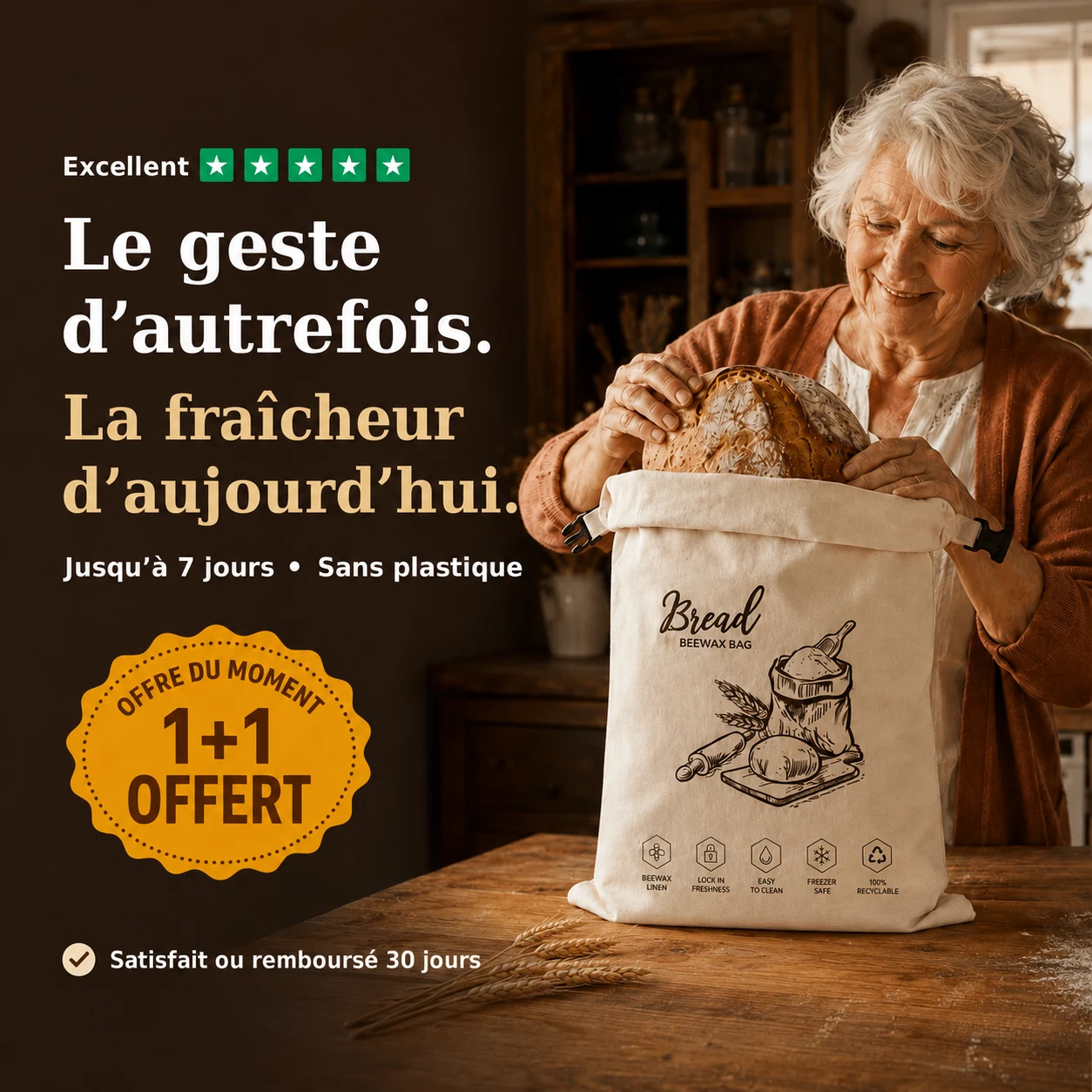Avant : pain dur en 24h. Après : pain frais 7 jours avec LoafCare.