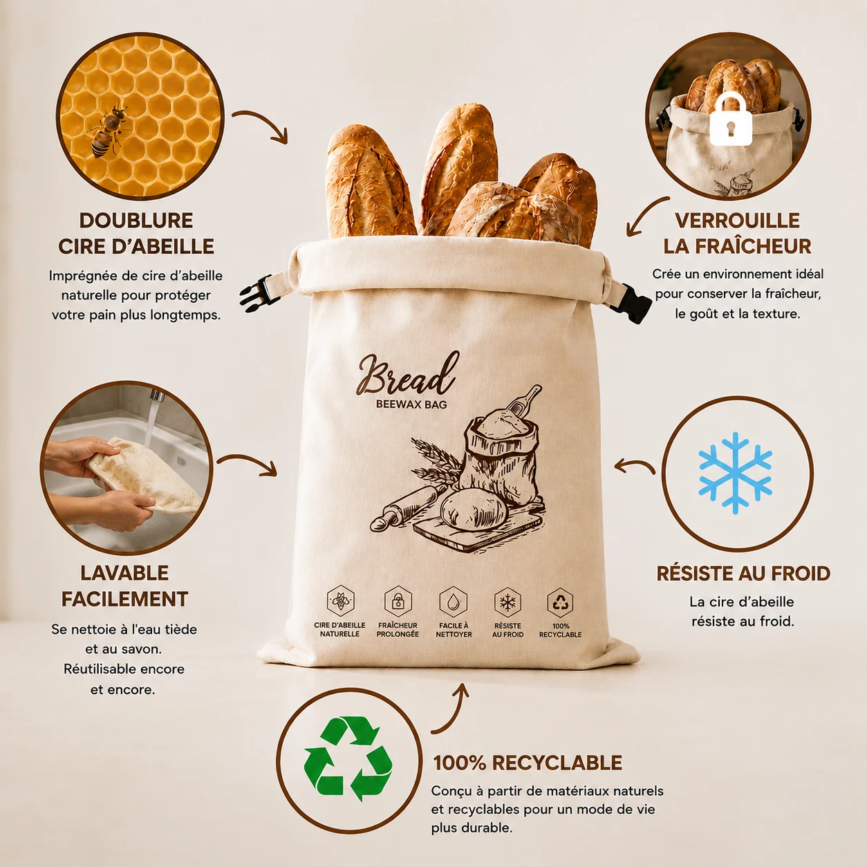 5 promesses imprimées sur le sac